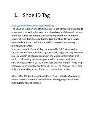 Shoe ID Tag