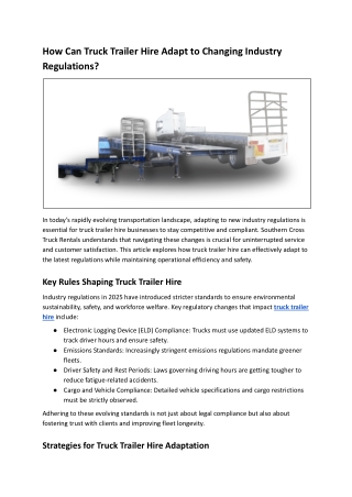 How Can Truck Trailer Hire Adapt to Changing Industry Regulations?