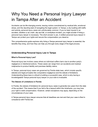 Why You Need a Personal Injury Lawyer in Tampa After an Accident