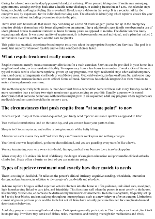 Choosing the Right Respite Care Services: A Practical Guide for Households