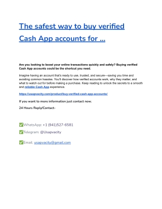 The safest way to buy verified Cash App accounts for ...