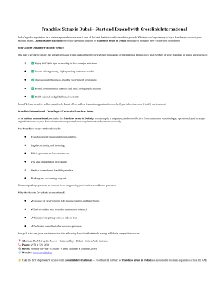 Franchise Setup in Dubai