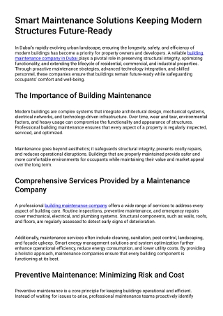 Smart Maintenance Solutions Keeping Modern Structures Future-Ready