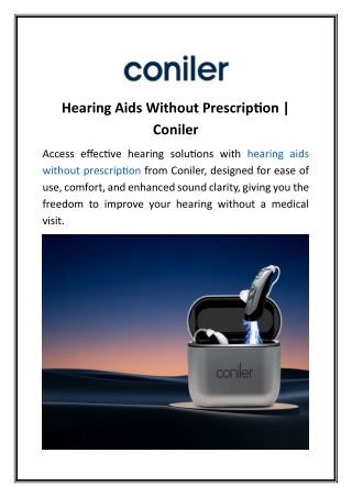 Hearing Aids Without Prescription Coniler