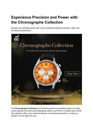 Experience Precision and Power with the Chronographe Collection