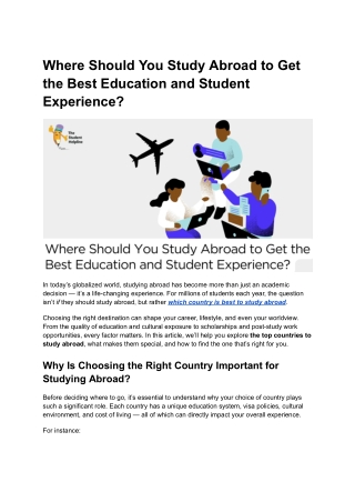 Where Should You Study Abroad to Get the Best Education and Student Experience_