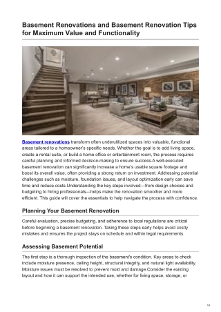 Basement Renovations and Basement Renovation Tips for Maximum Value and Functionality