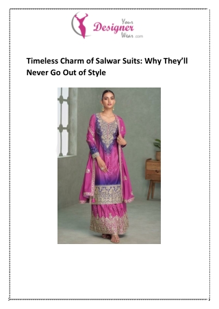 Salwar Suits – Elegant & Stylish Ethnic Wear