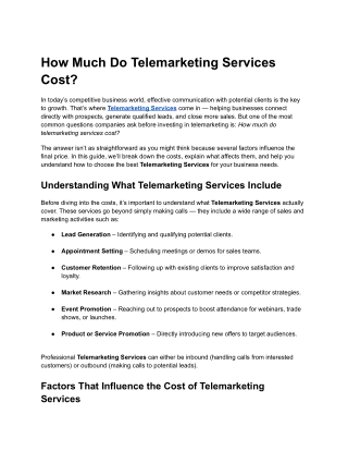 How Much Do Telemarketing Services Cost_