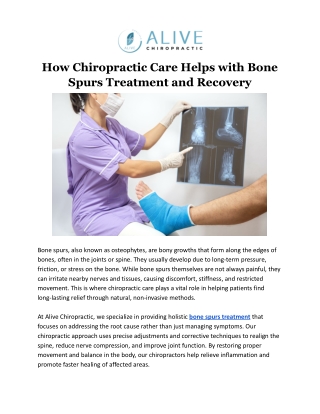 How Chiropractic Care Helps with Bone Spurs Treatment and Recovery