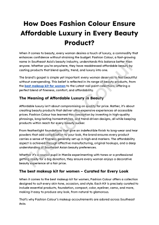 How Does Fashion Colour Ensure Affordable Luxury in Every Beauty Product_