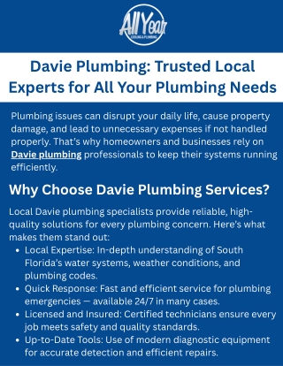 Davie Plumbing Trusted Local Experts for All Your Plumbing Needs