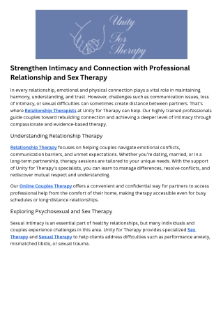 Sex and Relationship Therapist