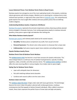 Luxury Statement Pieces From Rainbow Tennis Chains to Royal Crowns