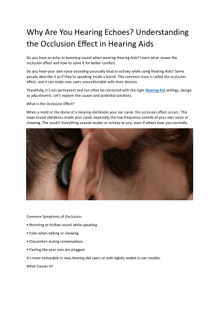 Why Are You Hearing Echoes