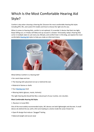 Which Is the Most Comfortable Hearing Aid Style