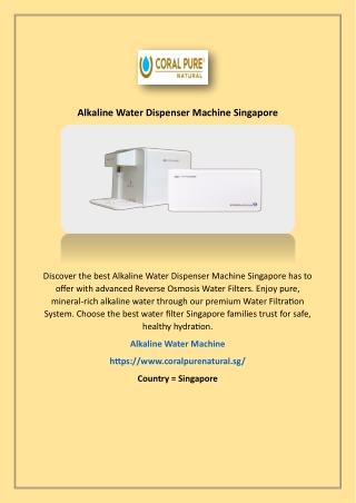 Alkaline Water Dispenser Machine Singapore