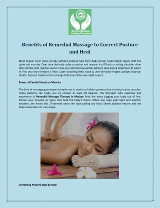 Benefits of Remedial Massage to Correct Posture and Heal
