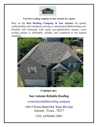 Trust best roofing company in San Antonio for repairs