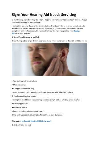 Signs Your Hearing Aid Needs Servicing