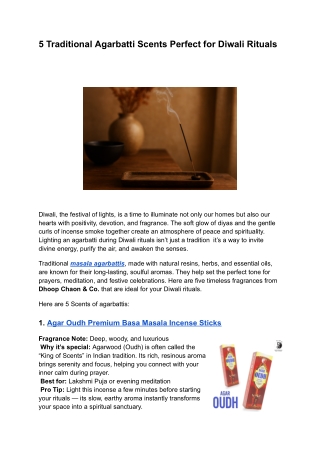 5 Traditional Agarbatti Scents Perfect for Diwali Rituals