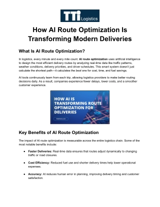 How AI Route Optimization Is Transforming Modern Deliveries