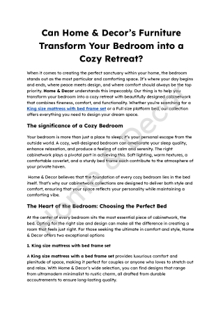 Can Home & Decor’s Furniture Transform Your Bedroom into a Cozy Retreat_