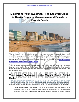 Maximizing Your Investment: The Essential Guide to Quality Property Management a