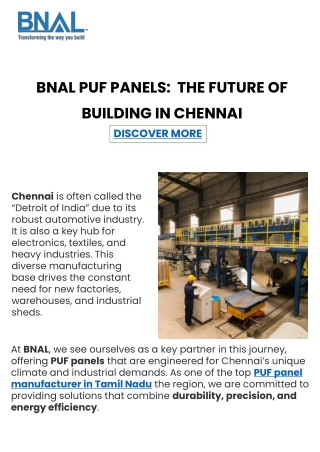 Puf Panel Manufacturer in Chennai | Puf Panels Manufacturer