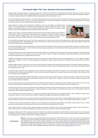 Choosing the Right 7 Plus Tutor - Questions Every Parent Should Ask