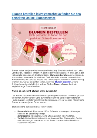 Blumen bestellen leicht gemacht So finden Sie den perfekten Online-Blumenservice