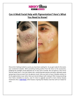 Aesthetica by Nikky Bawa Medisalon - Can A Medi Facial Help with Pigmentation What You Need to Know