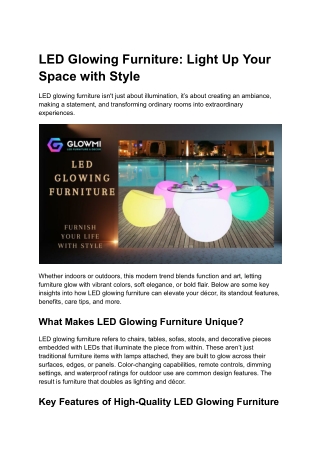 LED Glowing Furniture_ Light Up Your Space with Style