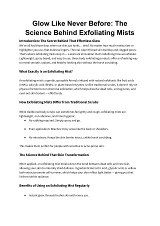 Glow Like Never Before_ The Science Behind Exfoliating Mists