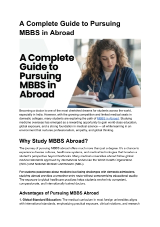 A Complete Guide to Pursuing MBBS in Abroad
