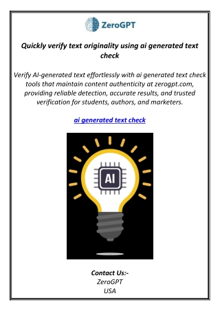 Quickly verify text originality using ai generated text check