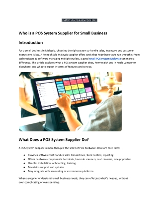 Who is a POS System Supplier for Small Business
