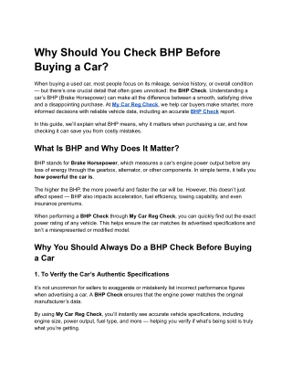 Why Should You Check BHP Before Buying a Car_