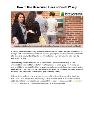 How to Use Unsecured Lines of Credit Wisely