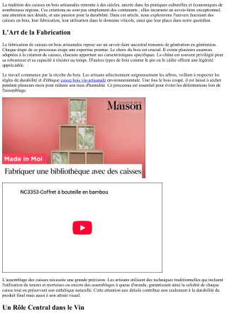 Les Caisses en Bois Artisanales : Savoir-Faire et Tradition