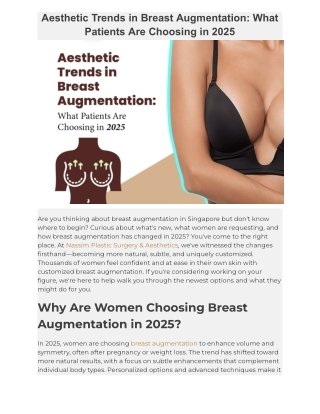 Aesthetic Trends in Breast Augmentation: What Patients Are Choosing in 2025