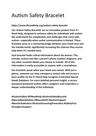 Autism Safety Bracelet