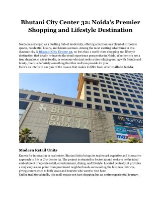 Bhutani City Center 32_ Noida’s Premier Shopping and Lifestyle Destination
