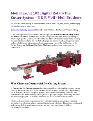 Moll FlexCut 102 Digital Rotary Die Cutter System - B & R Moll - Moll Brothers