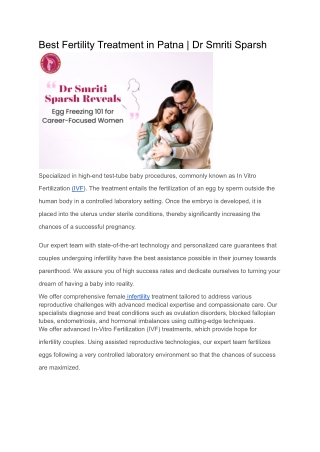 Best Fertility Treatment in Patna _ Dr Smriti Sparsh