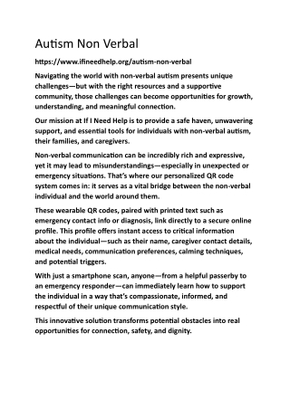 Autism Non Verbal