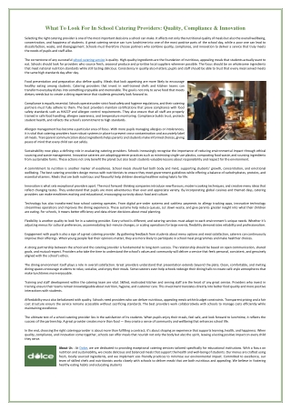 What To Look For In School Catering Providers - Quality, Compliance & Innovation