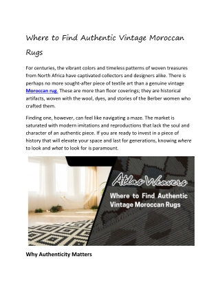 Where to Find Authentic Vintage Moroccan Rugs