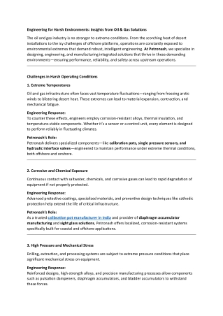 Engineering for Harsh Environments-Insights from Oil & Gas Solutions