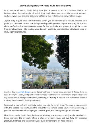 Joyful Living How to Create a Life You Truly Love
